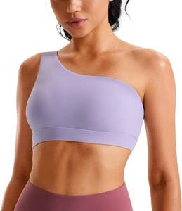 lot 17409 image: One Shoulder Sports Bras for Women Low Impact Asymmetrical Workout Tops Padded Yoga Right Shoulder Strap Bra Size M