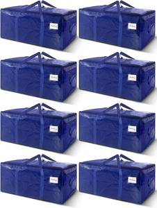 lot 17421 image: 8 Pack Extra Heavy Duty Large Moving Bags with Strong Zipper & Carrying Handles, Sturdy Clothes Storage Bag Totes Bins, Packing Bags Moving Boxes College Moving Supplies, Dark Blue - 40 gal