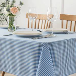 lot 17426 image: maxmill Checkered Square Tablecloth Waterproof Spillproof Wrinkle Resistant Heavy Weight Soft Gingham Dining Room, Kitchen Table Cloth for Picnic Dinner and Party, 60 x 60 Inch Light Blue White