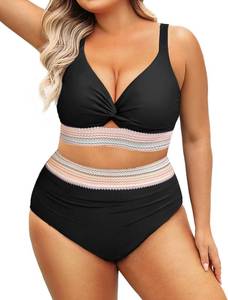 lot 17431 image: Daci Plus Size Two Piece Swimsuits - High Waisted Bikini for Women Tummy Control Bathing Suits Knot Twist Swimwear 2025 Size 16w