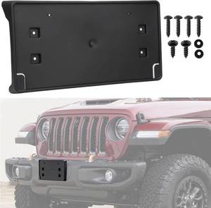 lot 17440 image: Replacement for Front Bumper License Plate Frame Bracket 2018-2024 Jeep Wrangler JL Gladiator JT ONLY for Plastic Bumper 68293738AA CH1068167