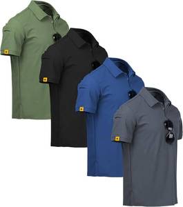 lot 17442 image: ZITY 4 Pack Mens Polo Shirt Short Sleeve Sports Golf Tennis T-Shirt Athletic Collared Tactical Shirts Size XL
