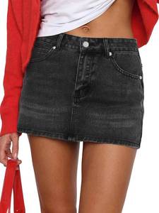 lot 17452 image: EMMIOL Women Denim Skort Skirt Stretchy Mid Waist Y2K Sexy Mini Skirts Dressy Casual Jean Skorts Size 6