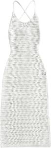 lot 17457 image: WDIRARA Womens Backless Hollow Out Crochet Maxi Dress Side Split Tie Knit Cover Ups Medium
