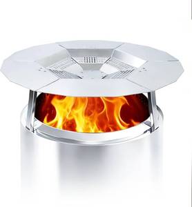 lot 17462 image: Fire Pit Heat Deflector for Solo Stove Bonfire 19.5, 304 Stainless Steel Portable Heat Diffuser with Handles & Support Legs, Capture & Redirect Warmth, Solo Stove Accessories for Camping
