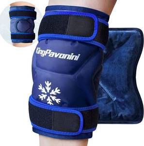 lot 17469 image: KingPavonini XXL Knee Ice Pack Wrap Around Entire Knee After Surgery, Large Reusable Gel Ice Pack for Injuries, Pain Relief, Swelling, Sports Injuries, 1 Pack (Blue)