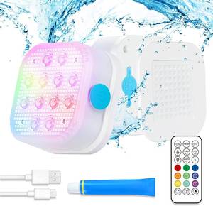lot 17475 image: Homly Rechargeable Submersible Pool Lights with Remote, Waterproof Underwater Charging Battery Operated Controlled 16 Color Changing LED with Magnet Floating Lights Pool Pond Decoration 2 Pack