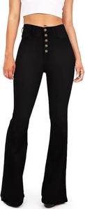 lot 17486 image: KDF Flare Jeans for Women Womens Bootcut Bell Bottom Jeans High Waisted Stretch Slimming Bell Bottoms Jeans Black, size 16