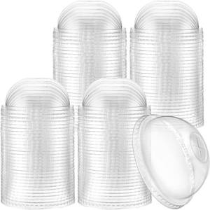 lot 17487 image: 200 Pcs Plastic Dome Lids Bulk, Clear Disposable PET Cup Lids with Straw Slot, Fit 12 oz, 16 oz, 20 oz, 24 oz Round Plastic Cups for Summer Coffee, Ice Cream, Milkshake, Slush, Shop Party Supplies