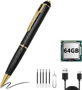 lot 17488 image: 64GB Mini Hidden Camera Pen, 1080P FHD Nanny Cam with 300 Min Long Battery Life, One-Button Operation, Metal Body Micro Security Camera for Home Office (64GB with Box)