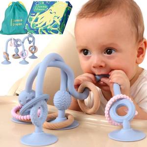lot 17704 image: Jumble Jangle Baby Teething Toys   BPA-Free, Multi Purpose High Chair Toys & Sensory Toys for Kids with Autism Suction Teething Relief with Sensory Toy Textures for Infants and Toddlers (Light Blue)