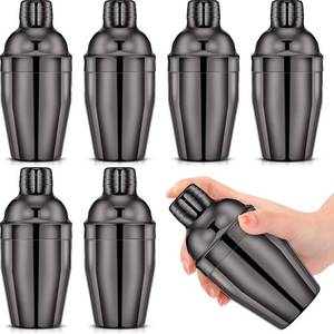 lot 17711 image: Nitial 6 Pcs Bar Cocktail Shaker Professional Stainless Steel Martini Drink Mixer Built-in Strainer for Bartending No Leaks Shaker for Bar Party Drink Mixer (Black,8 oz)