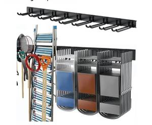 lot 19575 image: TORACK Tool Storage Rack, Heavy Duty Steel Garage Wall Mount Garden Tool Organizer for Ladders, Chairs, Shovels, Broom, Power tools (8-Pack 5.7-11 Mixed Hooks, up to 800 lbs)