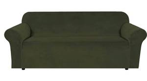 lot 19577 image: Olive Green Velvet Stretch Sofa Slipcover - Retail $25