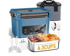 lot 19581 image: Electric Heated Lunch Box with Carrying Bag and Stainless Steel Container - Retail $35
