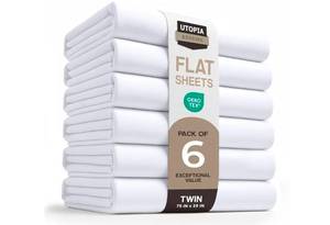 lot 19589 image: Bulk Pack Flat Sheets Lot -  King Size White 6Pcs - Retail $35