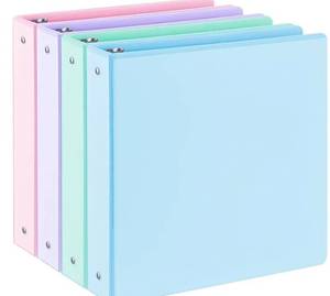 lot 19590 image: Sunee Pastel View O-Ring Binders Set of 4 Colors Vary - Retail $18