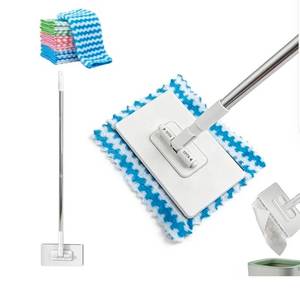 lot 19591 image: Flat Floor Mop with Microfiber Cleaning Pads Set - Retail $15