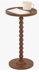 lot 19594 image: Round Pedestal Side Table with Bobbin Spindle Base - Retail $80