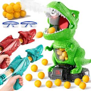 lot 19630 image: JUKUDAHU Dinosaur Shooting Toys for Kids 3-5, Moveable Shooting Game with 2 Air-Pump, 36 Balls Toys, Scoreboard, Light and Sound, Competitive Game Birthday Gift Boys and Girls Ages 3 4 5 6 7 8 - Retail $37