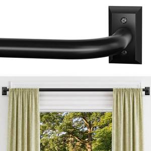 lot 24131 image: ZYRW Black Curtain Rod, Room Darkening Rods for Windows 28 to 48 Inches(2.3-4Ft), Wrap Around Curtain Rods, Heavy Duty Blackout Drapery, Modern Decorative Window Treatment Rod, Matte Black - Retail $24