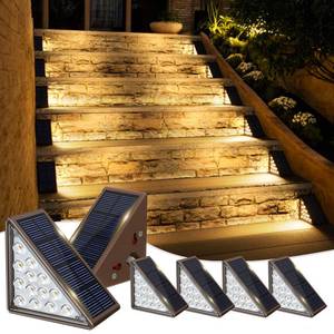 lot 24135 image: JOFIOS Solar Step Lights for Outside, 6pack Solar Stair Lights Outdoor Waterproof IP67, Outdoor Deck Step Light LED for Garden Stair, Patio, Front Door, Porch, Yard, Sidewalk Decor(Warm Brown) - Retail $31