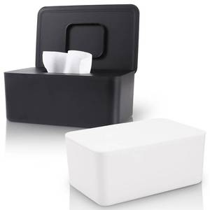 lot 24137 image: 2 Pack LEQXGO Baby Wipes Dispenser, Wipes Dispenser Baby Wipes Case, Baby Wipe Holder for Fresh Wipes, Non-Slip Wipes Case, Wipe Container with Sealing Design Lid (Black and White) - Retail $22