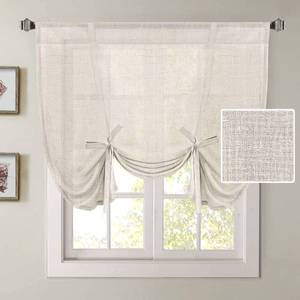 lot 24156 image: H.VERSAILTEX Tie Up Linen Curtains 63 Inch Length Nature Linen Textured Privacy Curtain Multi Hanging Ways Shade Balloon Window Shade Rod Pocket Casual Curtain - 42x63 - Natural - Retail $20