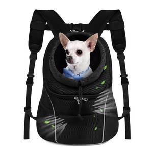 lot 24158 image: WOYYHO Pet Dog Carrier Backpack Small Dog Front Backpack Ventilated Dog Carrier Back Pack with Storage Pockets, Adjustable Straps & Safety Belt for Travel Hiking Outdoor (Size M 5-9 lbs, All Black) - Retail $30