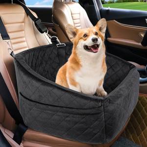 lot 24175 image: NEEZUKAR Dog Car Seat for Small Medium Dogs,Detachable Washable Dog Booster Seat Under 30lbs, Pet Car Seat Travel Bed with Storage Pockets and Dog Safety Belt (Black) - Retail $40