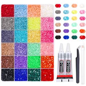 lot 28099 image: AUREHEN 27000Pcs Resin Rhinestones with Glue & Tools, Multicolor 3mm Flatback Resin Solid Color Rhinestones, Bedazzling Non Hotfix Round Crystal Gems for Crafting Clothing Shoes Nail Art - Retail $10