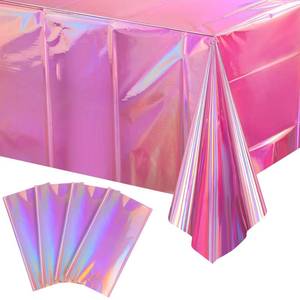 lot 28100 image: Iridescent Pink Plastic Tablecloths, FunnyPars Shiny Disposable Laser Rectangle Table Covers, Holographic Foil Tablecloth Iridescent Party Decorations for Kpop Birthday Wedding Xmas, 54x108Inch - Retail $8