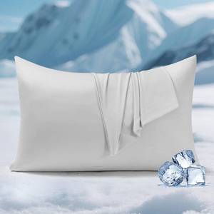 lot 28105 image: Elegear Silver Infused Cooling Pillow Cases for Hot Sleepers, Clean Fabric Cooling Pillowcase Q-Max0.5, Softer Than Silk Pillow Cases for Hair & Skin, Zipper Pillowcase Cover Set of 2-Standard, Gray - Retail $18