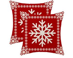 lot 42680 image: Red Snowflake Christmas Pillow Covers Set of 2 - Retail $12