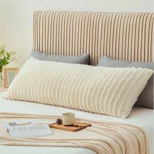 lot 42683 image: Long Body Pillow Cover with Fringe Stripe Texture - Retail $15