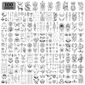 lot 42692 image: Cerlaza 100 Sheets Temporary Tattoos Adult, 320 Mixed Styles Fake Tattoos for Women Men, Realistic Waterproof Long Lasting Temp Tattoo Stickers, Semi Permanent Small Tattoo for Hand Finger - Retail $9
