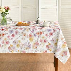 lot 42704 image: Horaldaily Spring Tablecloth 60x120 Inch Rectangular, Pink Lavender Watercolor Flowers Washable Seasonal Table Cover for Party Picnic Dinner Decor