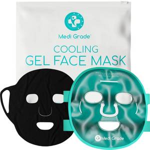 lot 42706 image: Medi Grade Cooling Gel Face Mask with 1 Lycra Fabric Mask and Storage Pouch - Soothing Gel Face Mask for Dark Circles and Puffiness - Cold Full Face Gel Mask Relaxation - Retail $10