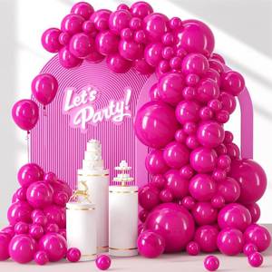 lot 42707 image: Awenztech 122pcs Hot Pink Balloon Arch Kit, 18 12 10 5 inch Hot Pink Latex Balloons Different Sizes Balloon Garland for Engagement Bridal Bachelorette Tropical Birthday Party Decorations - Retail $7
