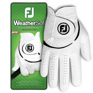lot 42717 image: FootJoy Mens WeatherSof Golf Glove, White, large, Worn on Right Hand - Retail $13