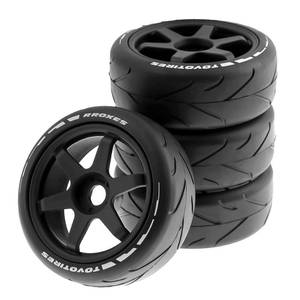 lot 43068 image: Chanmoo 18 RC On Road Tires And Hard Plastic Drift Wheels 17mm Hex Rally Racing Tyres For 18 Scale Touring Street Car Tamiya HPI WR8 HSP Hobao ARRMA Redcat Losi Kyosho VRX W10 4PCS (Black) - Retail $36