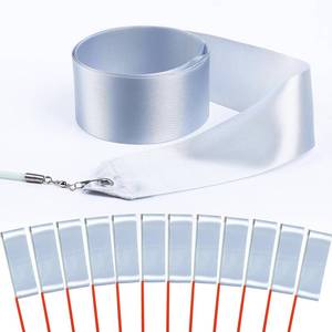 lot 43073 image: HiUnicorn 12PCS Silver Dance Ribbons, Silver Party Favors, Ribbon Dancer Wand for Kids Gymnastics Birthday Party Decorations, Wedding Streamers Wands - Retail $10