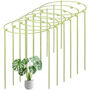 lot 43077 image: 6-Pack Heavy Duty Plant Stakes and Supports for Indoor Outdoor Plants, Metal Support Stakes & Cage Rings, Ideal for Monstera, Peonies, Roses (8 W x 14 H) - Retail $9