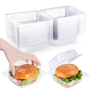 lot 43079 image: DJKYT 50 Pack Clear Clamshell Food Containers, Disposable Plastic Hinged Clamshell Take Out Container with Lids, To Go Food Containers for Dessert, Hamburger, Cakes Slice, Cookies, Salads, Snacksetc - Retail $9