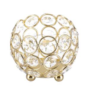 lot 43087 image: Tomotato Crystal Tea Light Candle Holders, Elegant Diamond Cut Crystal and Metal Votive Candle Holder with Reflective Base, 8cm Round Bowl for Weddings, Parties, Home Decor - Retail $8