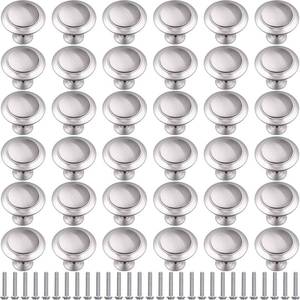lot 43091 image: Ripeng 36 Pieces Round Ringed Kitchen Cabinet Pulls Kitchen Drawer Pull Cabinet Door Knob Drawer Handles Hardware Cupboard Handles with Screws for Dresser (Silver,1.06 Inch) - Retail $13