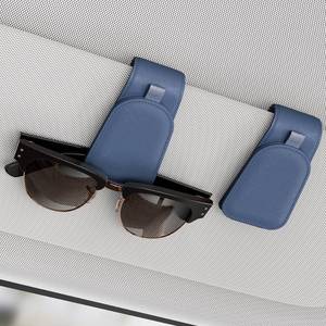 lot 43098 image: Sotfamily Sunglass Holder for Car Visor, Suede Cloth Magnetic Sunglass Organizer for Car Accessories, 2 Packs, Blue - Retail $10