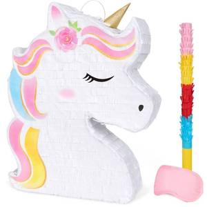 lot 62188 image: WERNNSAI Unicorn Pinata - Unicorn Party Supplies Pinata Bundle with Blindfold and Bat for Girls Kids Rainbow Unicorn Theme Birthday Party Game Decorations (15.7 x 12.2 x 3.1) - Retail $26
