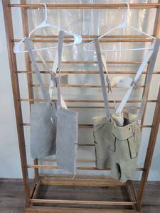 lot 1 image: Austrian Suede Lederhosen Shorts with Suspenders - Set of 2