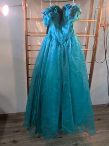 lot 21 image: Teal Organza Ball Gown with Butterfly Embellishments